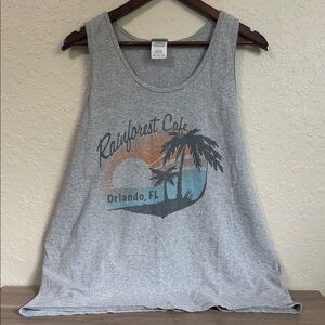 Rainforest Cafe Souvenir Tag on Gray Fabric